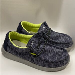 Hey Dude Kids Slippers in Gray and Neon Green